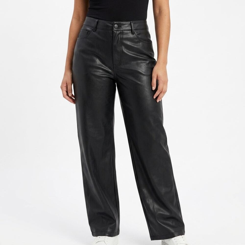 Social Tourist Faux Leather Black Baggy Pants Women Size 29